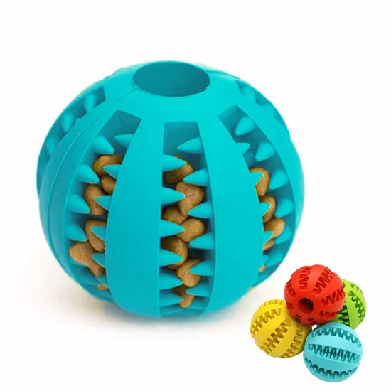 Mangeoire en caoutchouc souple pour animal domestique, boule de nettoyage des dents, jouet d'entraînement au qi, jouet à mâcher pour chien