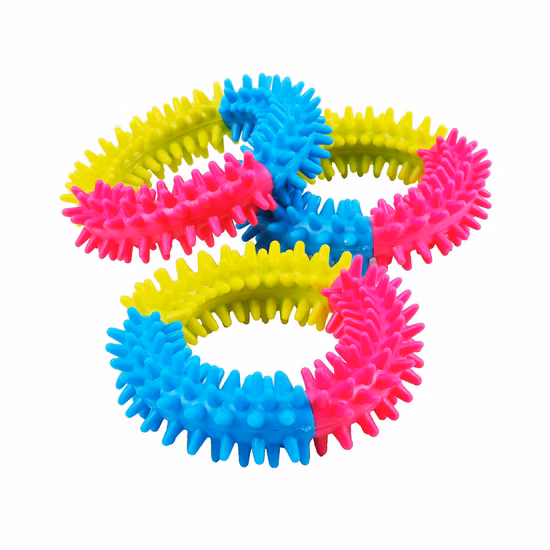 Wtricolor – anneau multi-épines en caoutchouc pour chien, nettoyage des dents molaires, jouet TPR résistant aux morsures