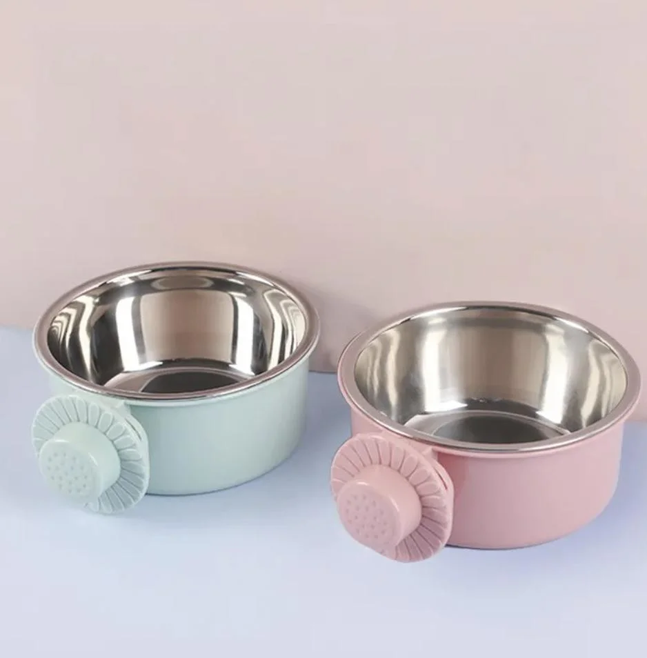 Hanging Fixed Stainless Steel Dog Bowls Wholesale Cheap Pet Product