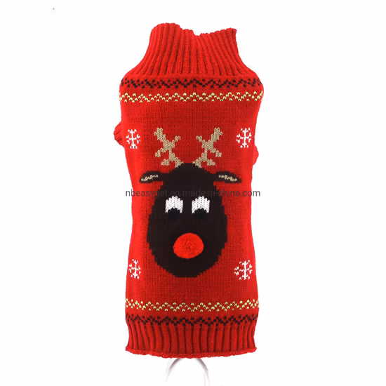 Pull de Noël pour animaux de compagnie Chien Chat Renne de Noël Flocons de neige Pull à col roulé en tricot d'hiver doux et chaud Pull extensible Jumper Vêtements de Noël Vêtements Esg12469