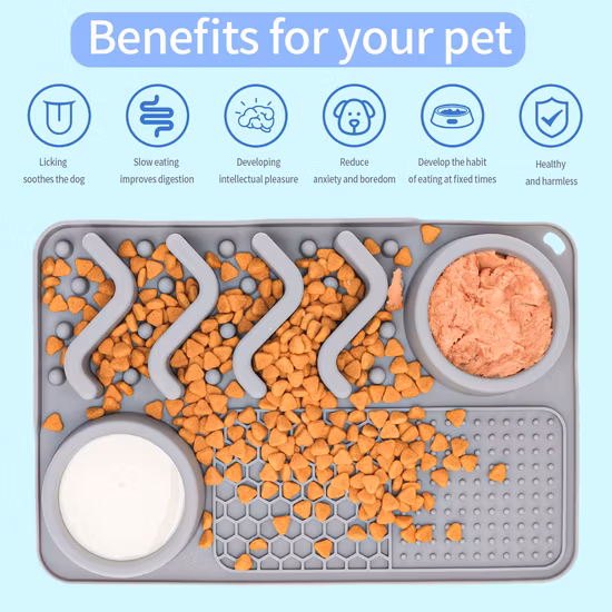 Coussin de nourriture lente pour animaux de compagnie en forme d'amour et d'amusement, coussin de nourriture lente en Silicone de qualité alimentaire, Anti-étouffement et facile à nettoyer, mangeoire pour chien